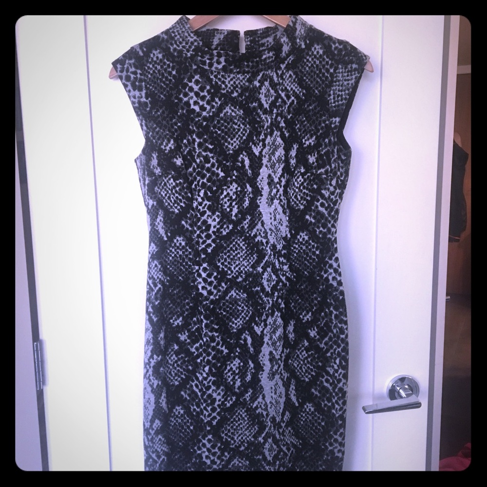 Snake print cap sleeve dress